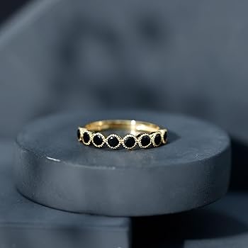 Amazon | [Rosec Jewels] ラウンドリアルブラックオニキスハーフ